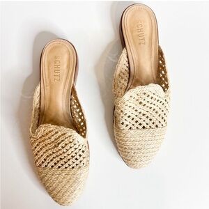 SCHUTZ Polyni Natural Woven Slide On Mules Size 9